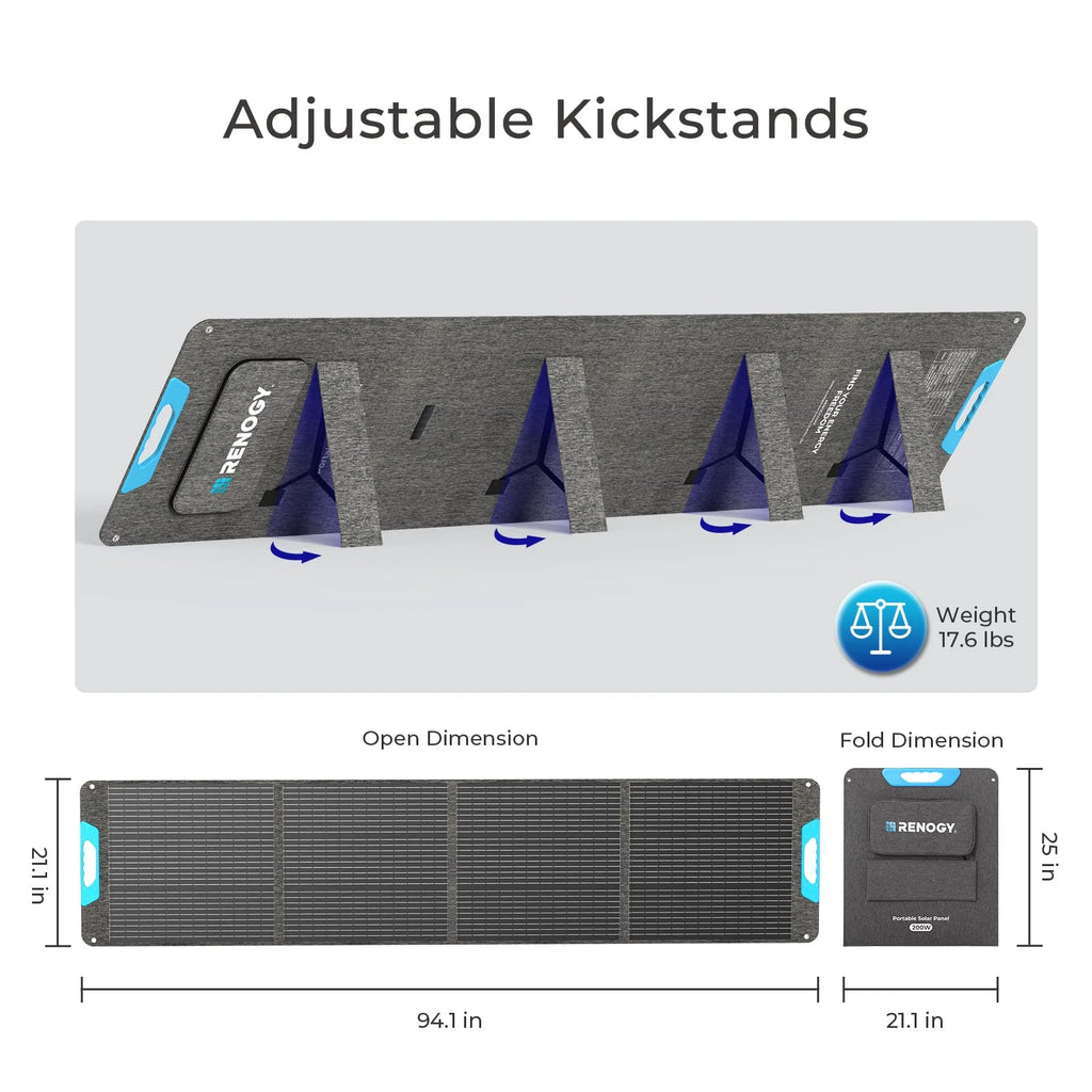 Renogy 200W Portable Solar Panel, IP65 Waterproof Foldable Solar Panel Power Backup, Solar Charger for Power Station RV Camping