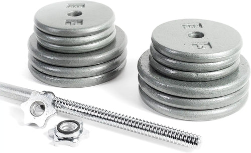 100-Pound Standard 1-Inch Barbell Weight Set for Weightlifting and Strength Training