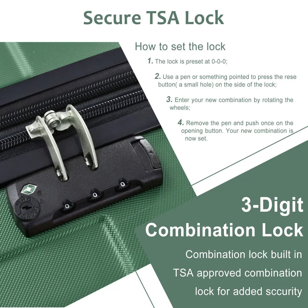 Hardshell ABS 2 Piece Expandable Luggage Set TSA Lock Spinner Wheels Travel Suitcase for Men Women