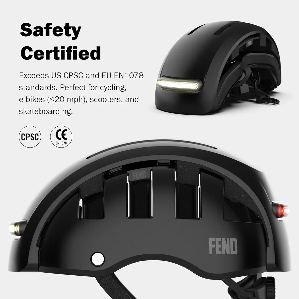 Super Plus Folding Bike Helmet with Lights: Smart-Fold Compact Design, Ultra-Bright LEDs, Certified for Adults & Commuters