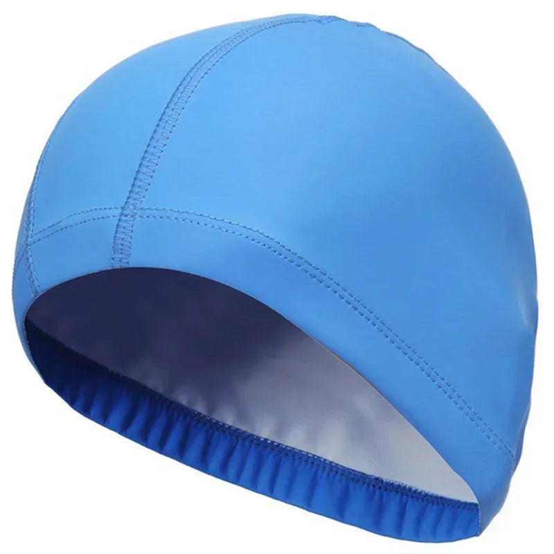 Hat Plus Size for Men & Women Adults NewWaterproof PU Fabric Protect Ears Long Hair Water Sport Swim Pool Swimming Bathing Caps
