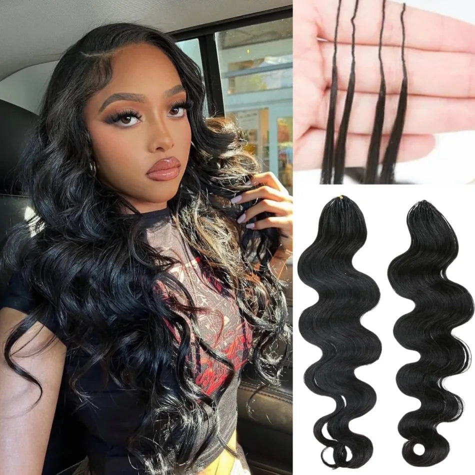 12A Body Wave Crochet Human Hair Bundles Invisible Knotless Pre-Separated Feather Crochet Hair Extension Natural Black Brazilian