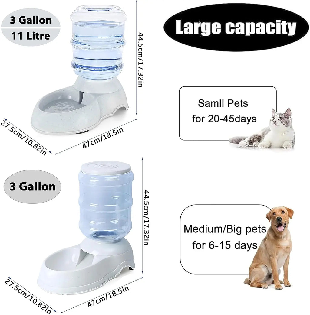 3 Gallon Automatic Pet Feeder and Water Dispenser Set for Large Dogs, Gravity Food Bowl Station