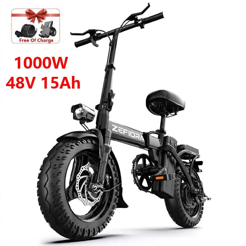 【Brand+】1000w Adult Electric Bike,48v Aluminum Alloy 14 Inch Ebike, Adjustable Front Brake Seat,for Cycling Electric Bicycle