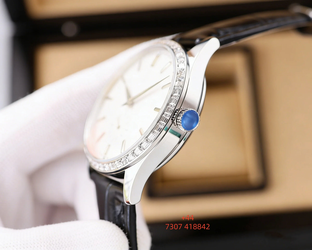 Customized luxury women's watch, 35-40mm diameter, imported calfskin strap, 9015 automatic winding movement