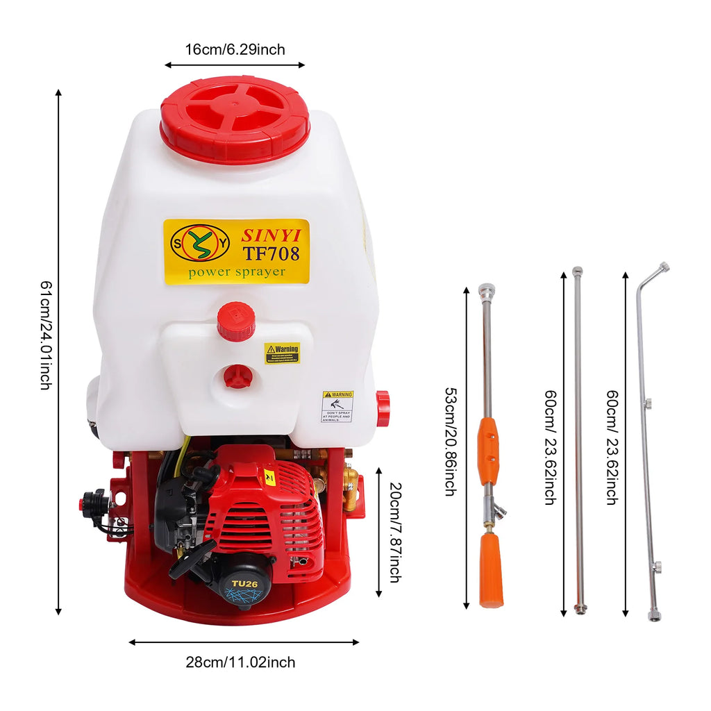 Brand New 25.4CC 5.28-Gallon High-Pressure Backpack Sprayer with Adjustable Nozzle,Spray Range 6.56-24.25 ft, for Farm Use