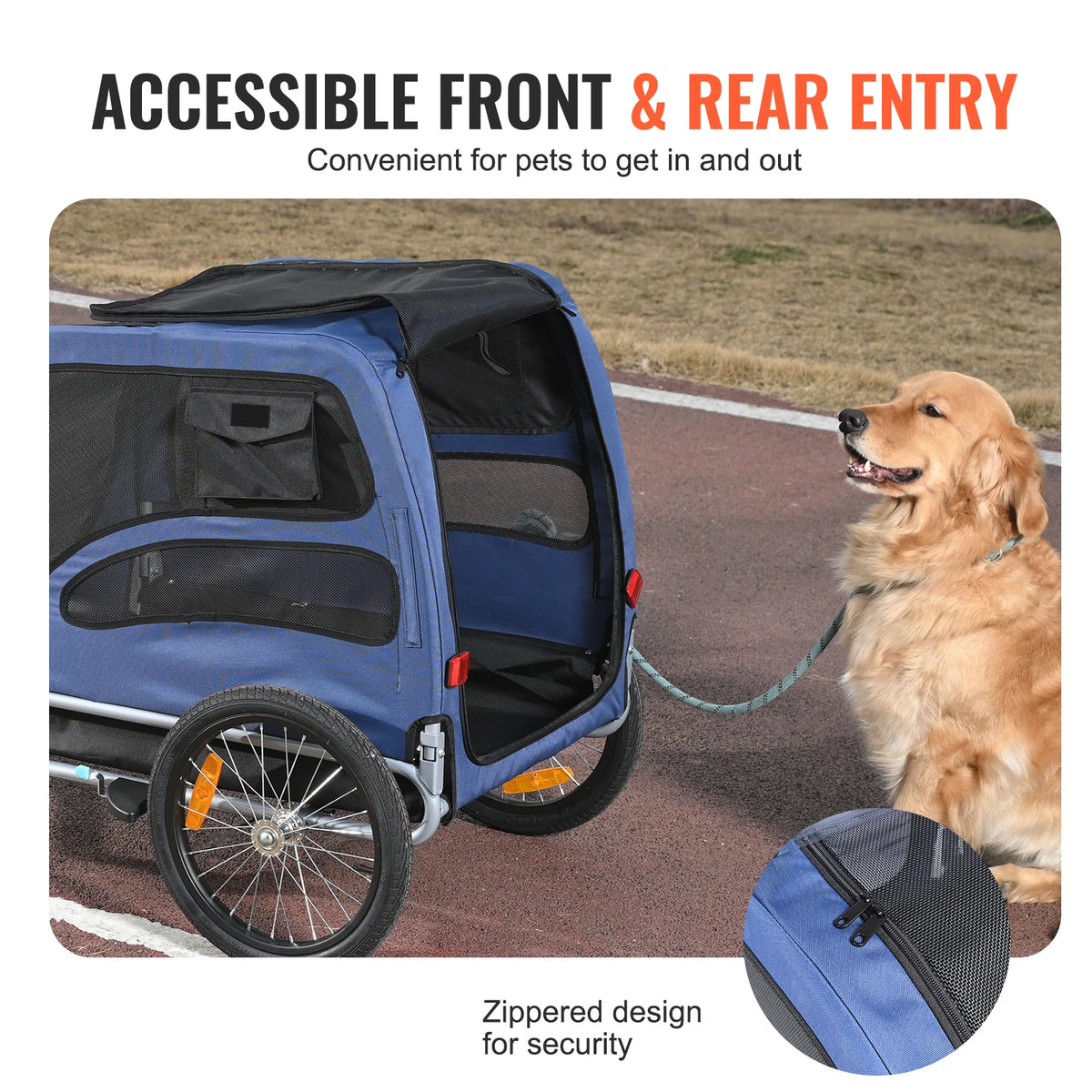 SucceBuy 100 lbs Dog Bike Trailer Pet Cart Bicycle Carrier with Coupler Reflectors Flag Collapsible to Store for Dogs Travel