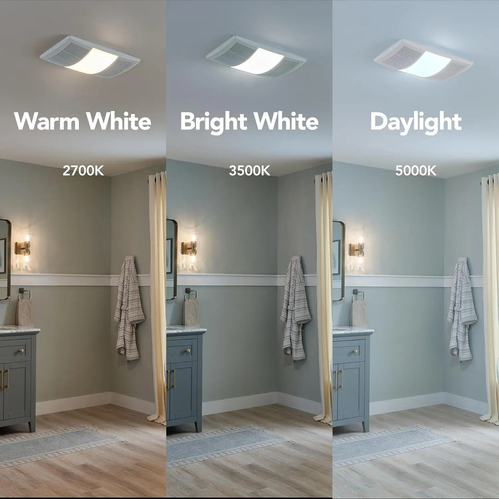Quiet Bathroom Exhaust Fan with Heater, 80 CFM Ventilation, 3-Level CCT Lighting for Warm Comfort