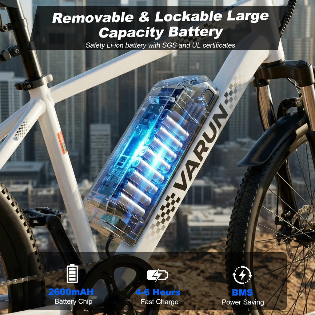 Varun M24-1 Adult Electric Bike,500W Peak Power,36V 7.8Ah Battery,24"Tire Commuter Electric Bike,20MPH,UL 2849,1 Year Warranty