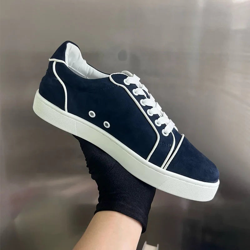 Men Real Leather Casual Shoes Fashion Red Sole Top Layer Cowhide British Style Comfortable Breathable Versatile Lace Up Loafers