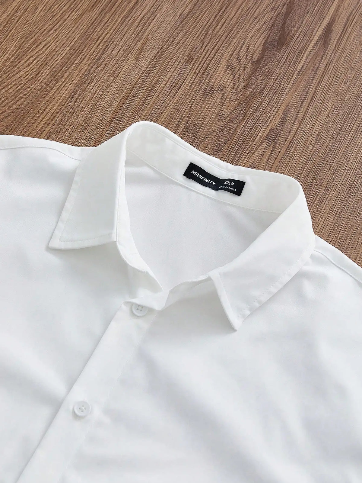 Men's White Loose Short Crop Shirt with Strawberry Graphic Print