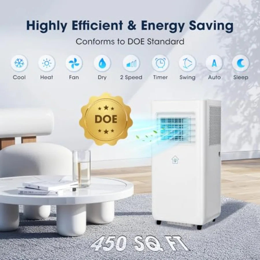 10000BTU Portable Air Conditioner Smart AC Unit with App Remote Control 4-in-1 Cooling Heating Dehumidifier Fan for Rooms up to