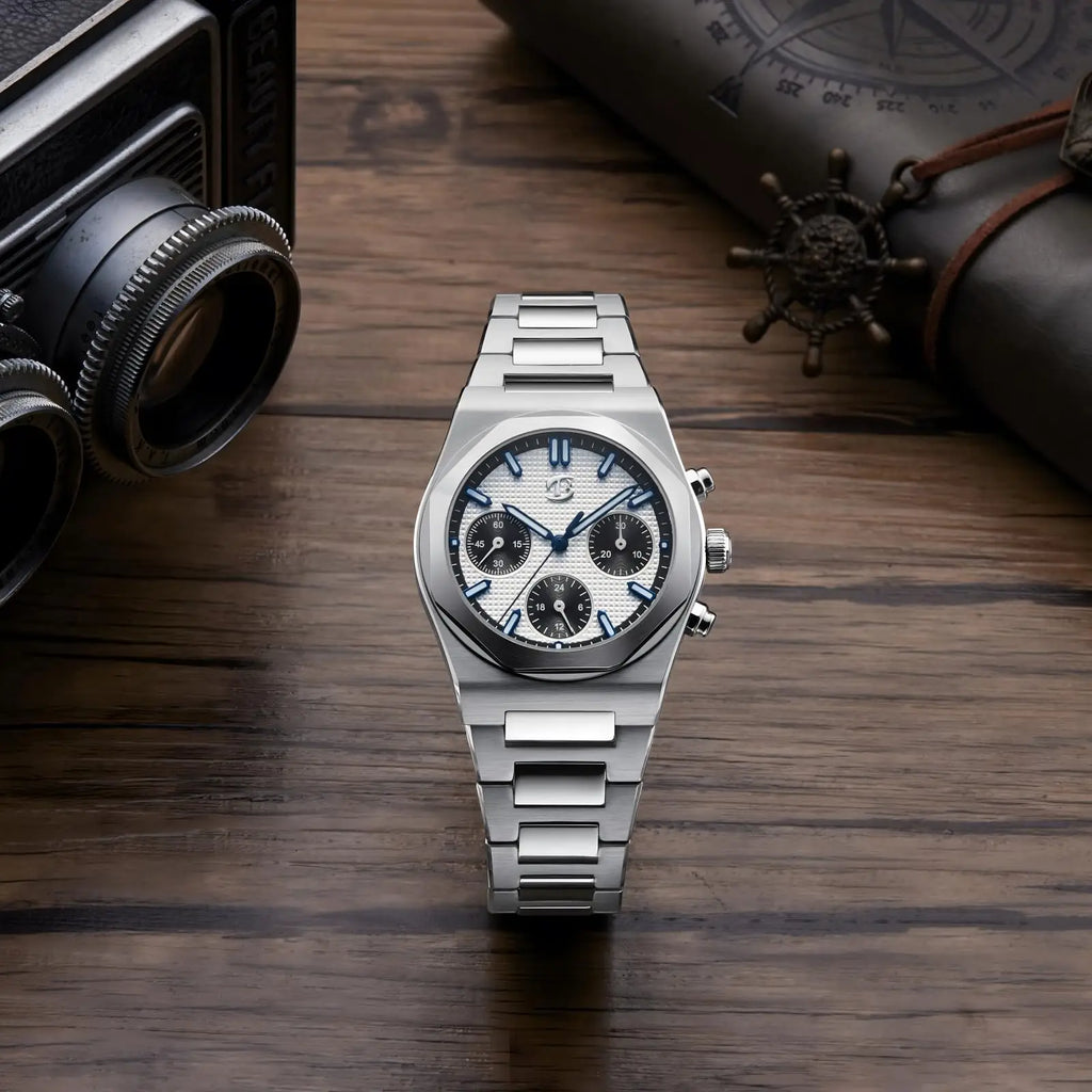 BETTIMER B8002 Men's Mechanical Chronograph Watch ST1903 Movement 38.5mm 316L Stainless Steel Sapphire Luminous Watches for Men