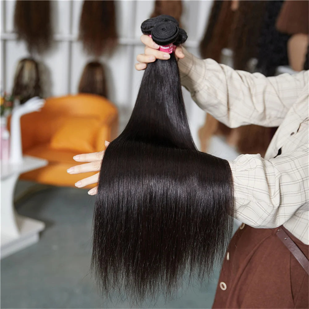 UNICE HAIR 30 Inch Brazilian Bone Straight Hair Bundles 100% Human Hair Weave Bundles Straight Virgin Human Hair 1/3/4 Bundles