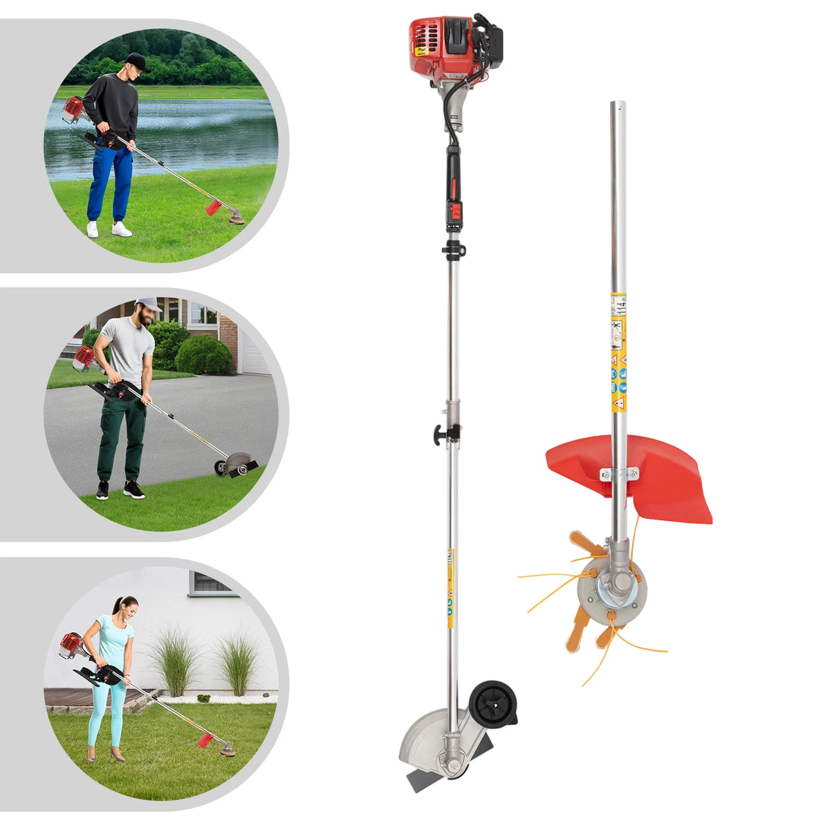 26CC 2-Stroke Gasoline Weed Eater 8500RPM Lawn Edger & Brush Cutter Professional Grass Trimmer for Garden Yard Farm 0.65KW Power