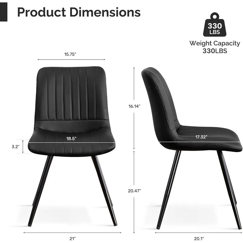 Set of 4 Upholstered Dining Chairs with Cushions, Metal Legs for Kitchen and Living Room