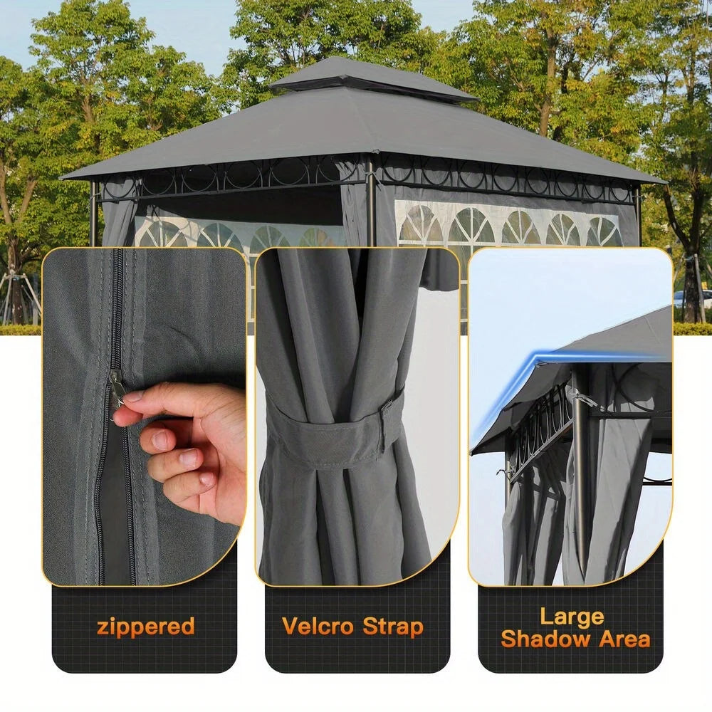 10'x13' outdoor pavilion waterproof canopy 2 side wall canopy