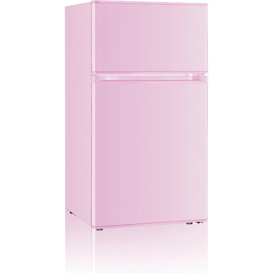 Compact 3.2 Cu.Ft Mini Fridge with Separate Freezer for Dorm Bedroom Office or Apartment 2-Door Design with 7-Level Temperature