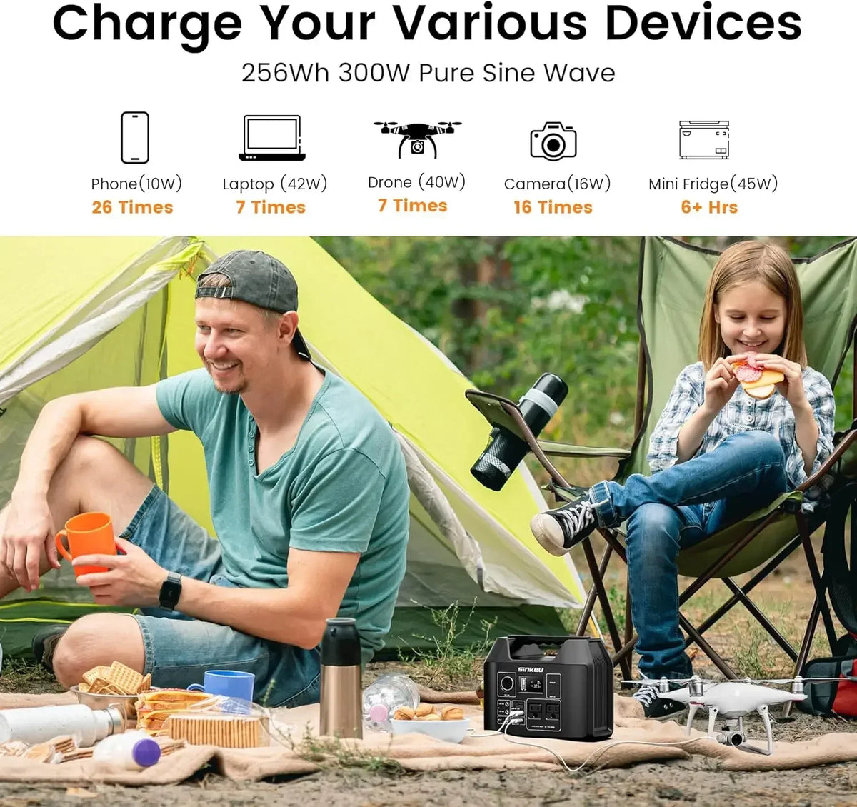 Portable Power Station 80000mAh,256Wh LiFePO4 Battery Backup,300W AC Outlets,Power Bank for Hurricane Emergency Outdoor Camping