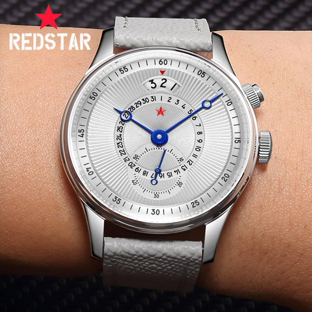 RED STAR  Watches for Men 40mm Seagull ST1716 Movement  5ATM Automatic Mechanical Watch Push-Button Calendar Sapphire Crystal