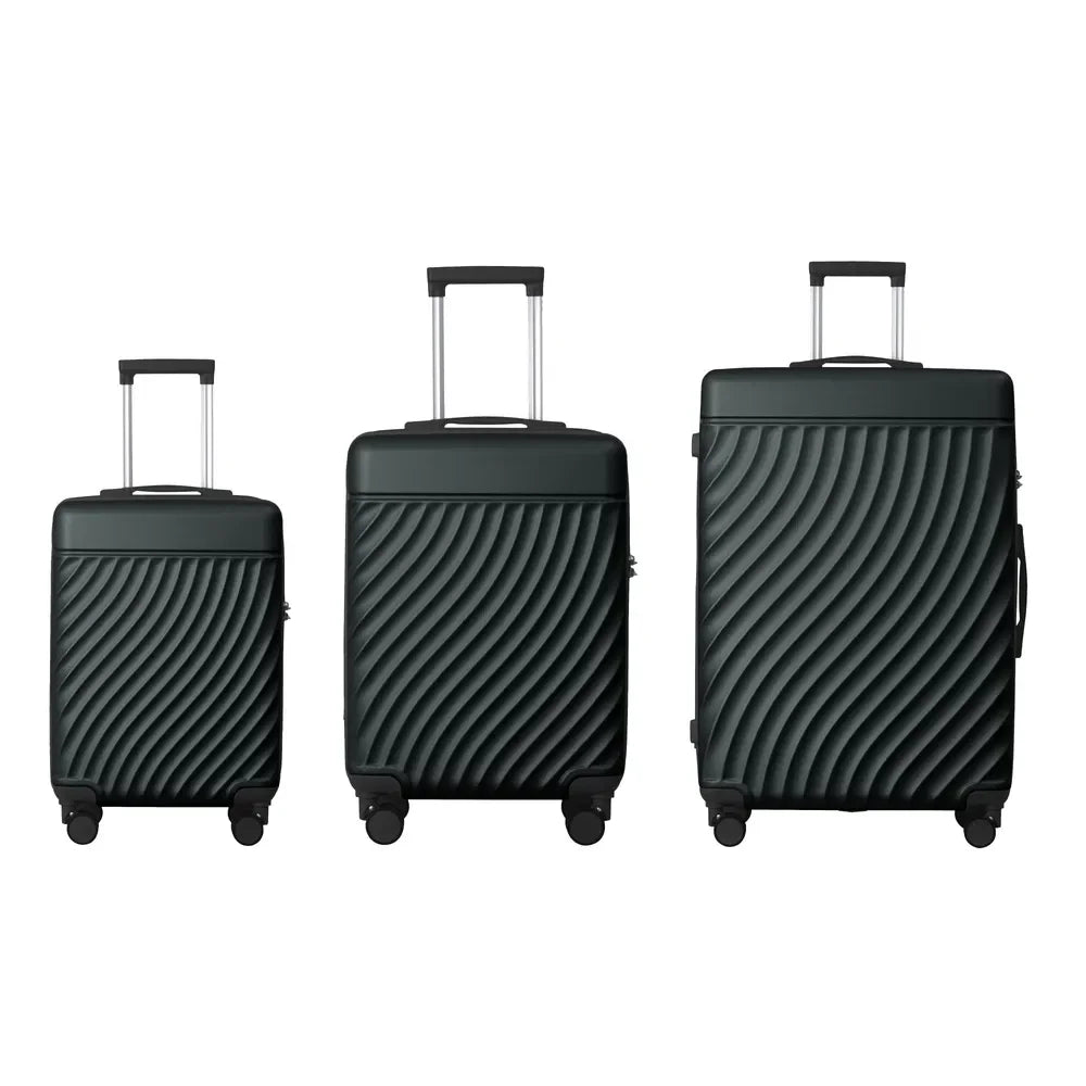 3pcs ABS Hardshell Luggage Set with Spinner Wheels TSA Lock (20''/24''/28'') Dark Green