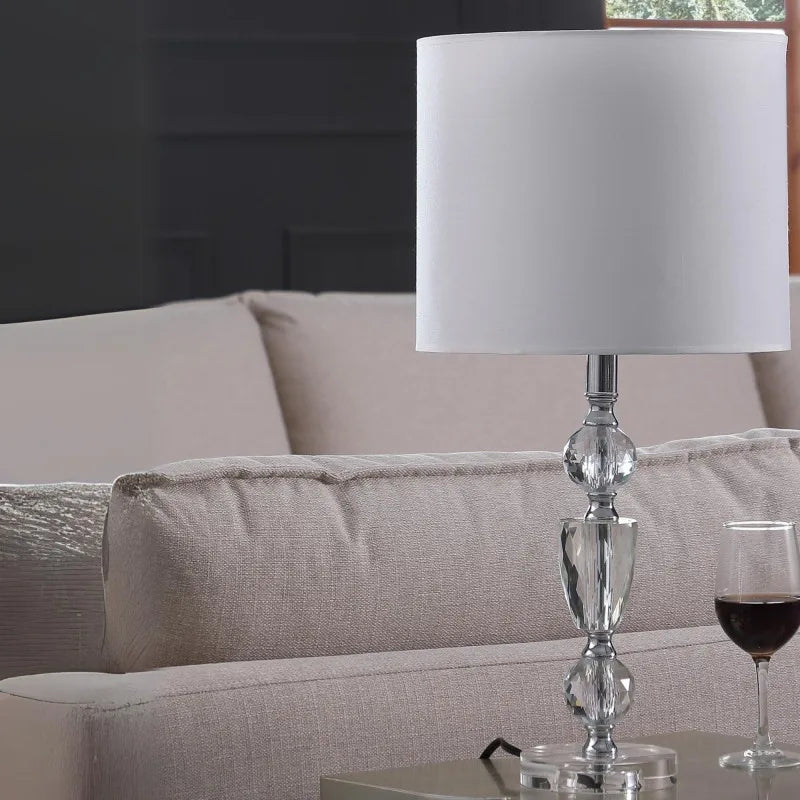 23.5" Modern Table Lamp  Cale Cut Crystal Build Luxurious Look Bedroom Living Room Elevates Home Ambiance