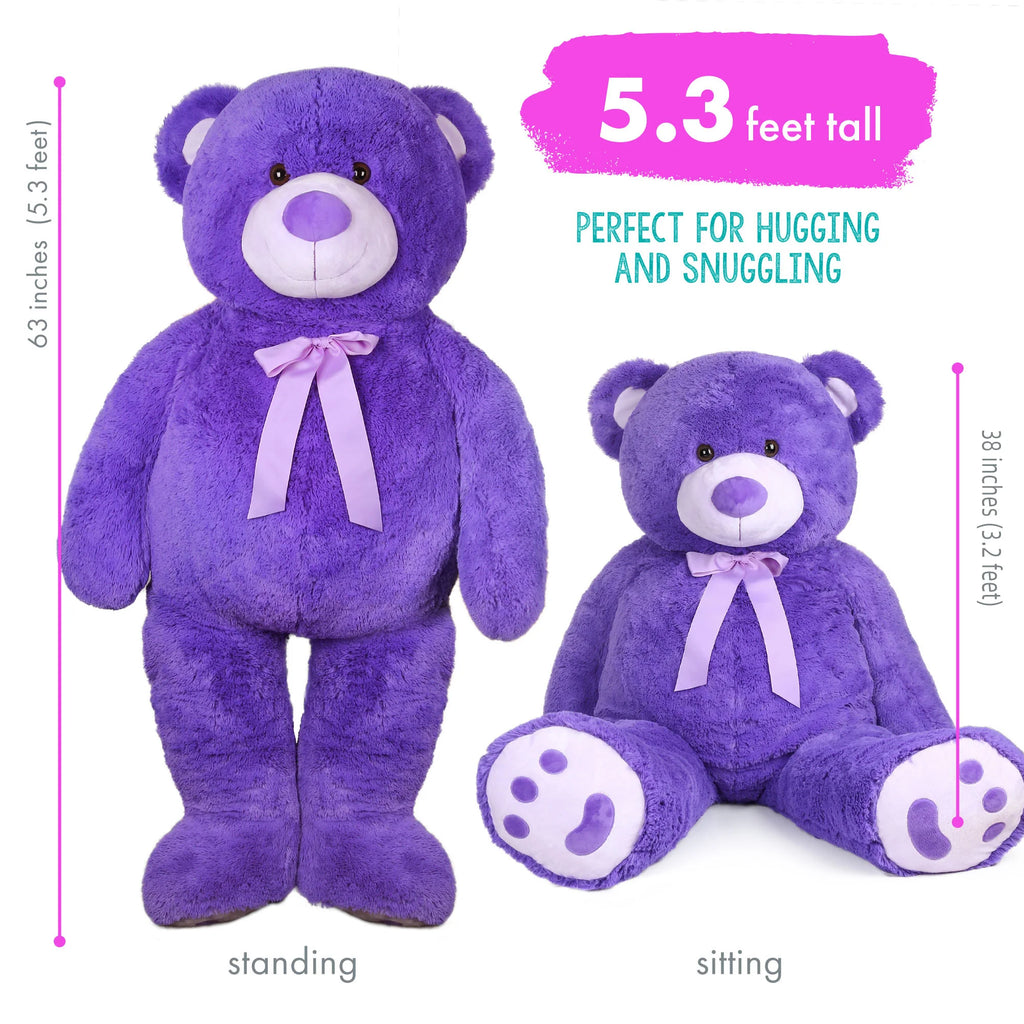 Giant Teddy Bear Stuffed Animals, 5Ft Big Bear Plush, Large Stuffed Toy For Christmas, Gift for Girlfriend Birthday Gifts