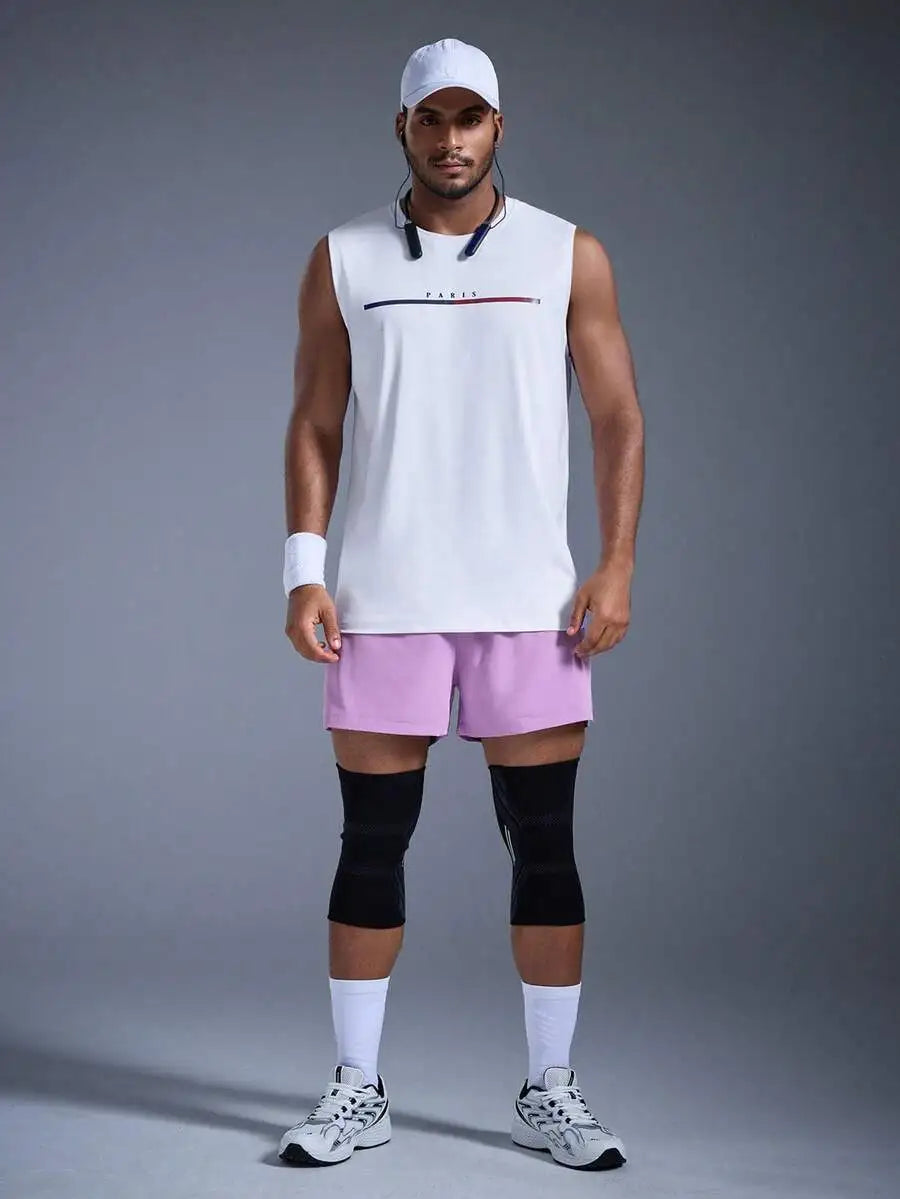 Men's Black Sleeveless Tank Top with Minimalist Color Bar Graphic