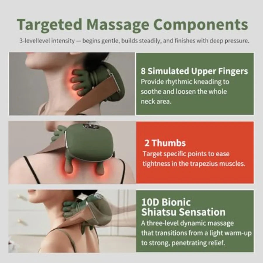 Cordless Neck and Shoulder Massager for Pain Relief Deep Tissue Bionic Electric Back Massage Tool in Black with Premium Comfort