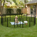 DOPINMIN 16 Panel Dog Fence Foldable Heavy Duty Metal Pet Playpen, Lockable Double Door, In/Outdoor Exercise Space for Animals