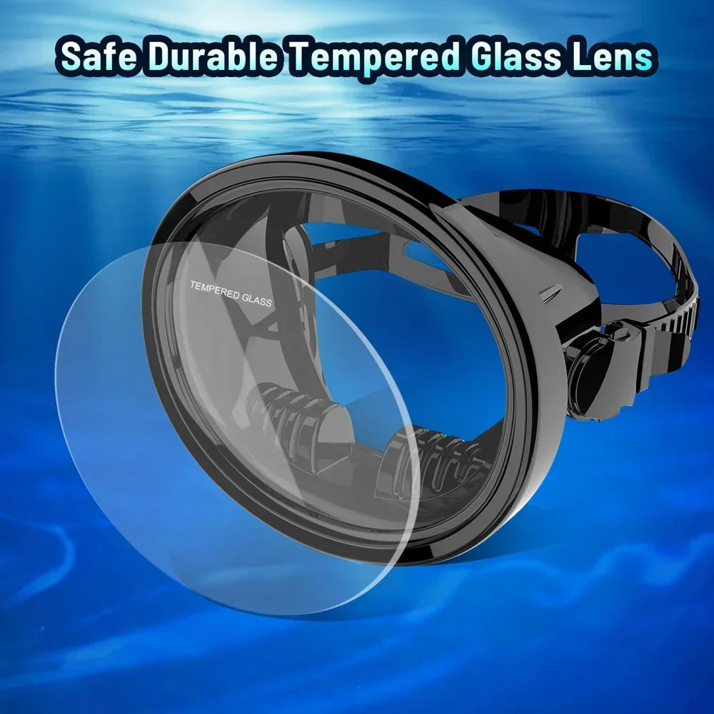 Oval Snorkel Mask Spearfishing Mask Classic Retro-Style Panoramic Wide View Scuba Goggles Tempered Glass Lens Wet Tube for Adult