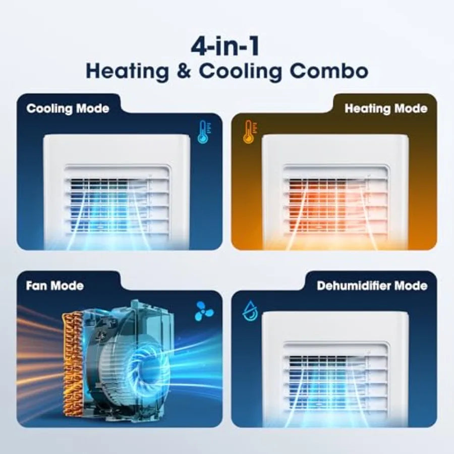 10000BTU Portable Air Conditioner Smart AC Unit with App Remote Control 4-in-1 Cooling Heating Dehumidifier Fan for Rooms up to