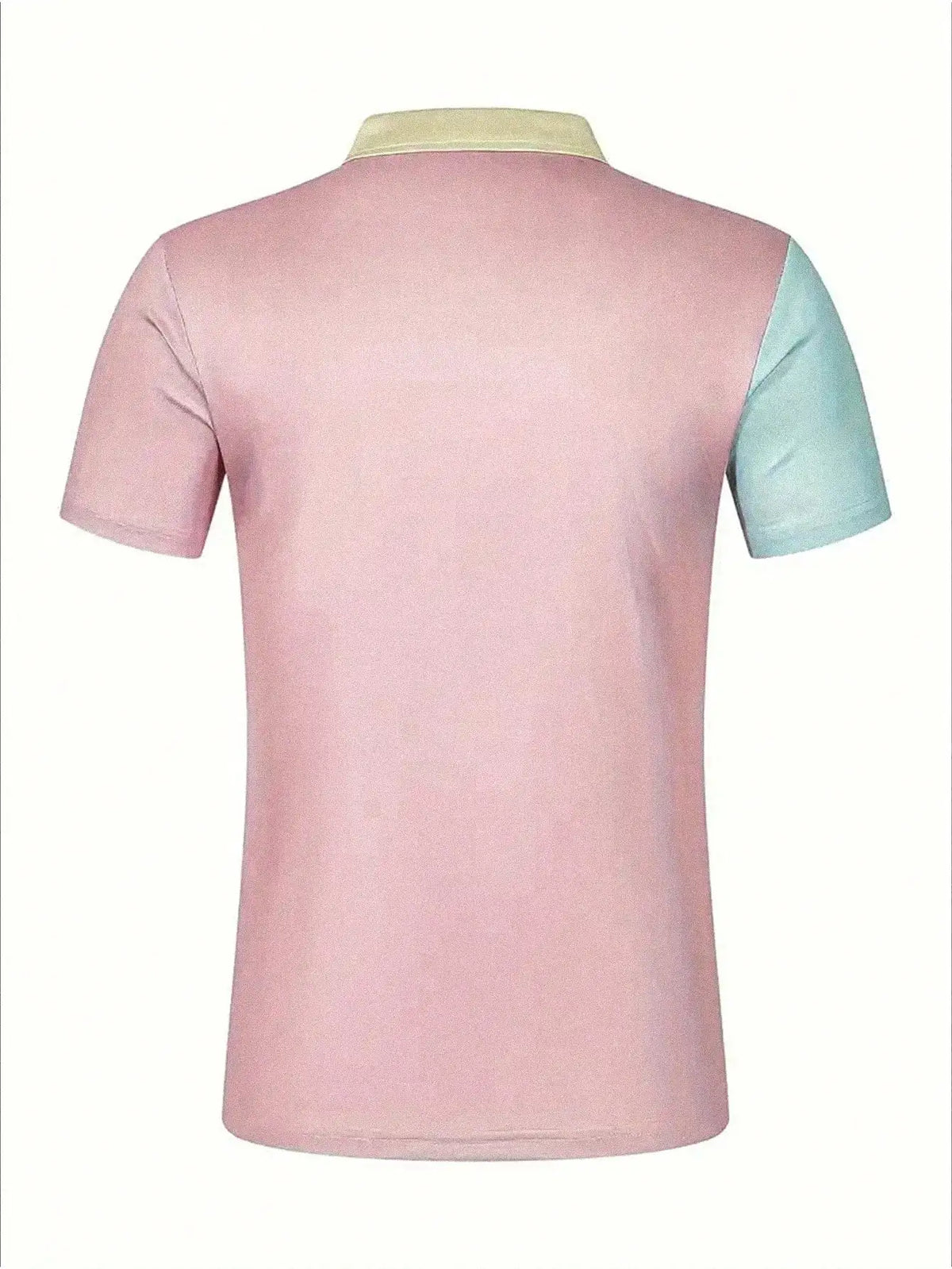 Men's Color Block Short Sleeve Polo Shirt for Summer Casual Wear