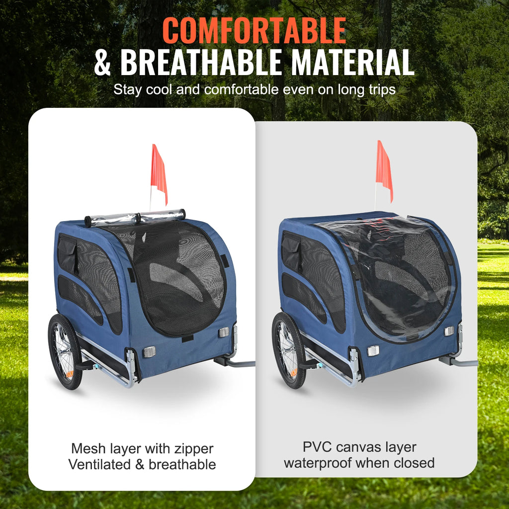 SucceBuy 100 lbs Dog Bike Trailer Pet Cart Bicycle Carrier with Coupler Reflectors Flag Collapsible to Store for Dogs Travel