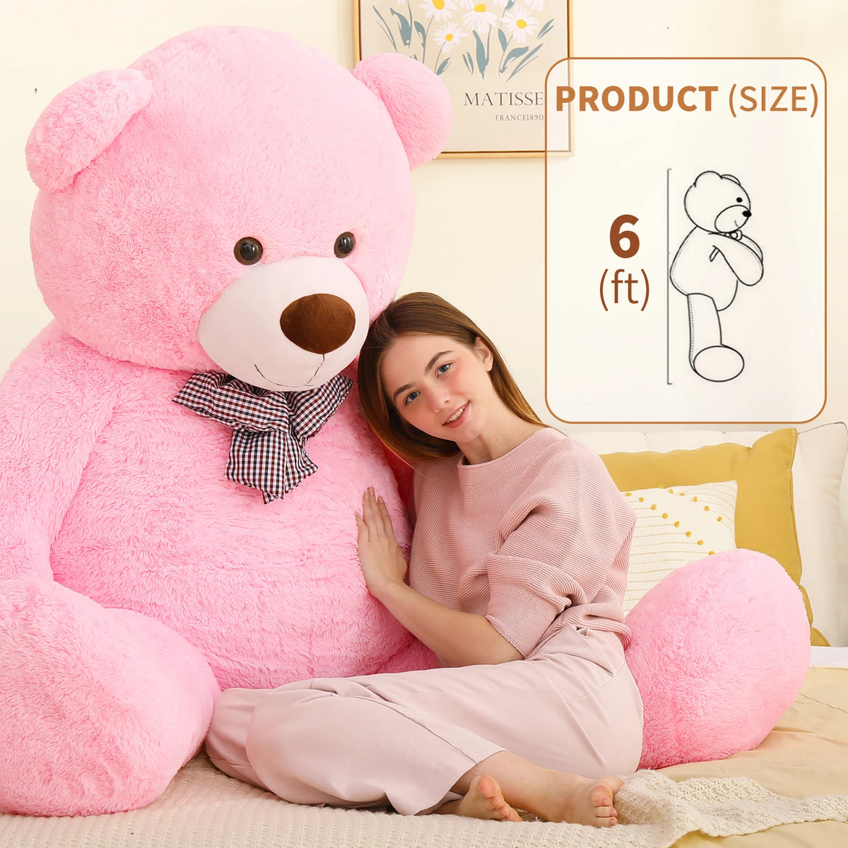 MaoGoLan Giant Teddy Bear 6 Feet Tall, Pink Human Size Big Teddy Bear Stuffed Animal for Boyfriend,Girlfriend,Wife on Valentines