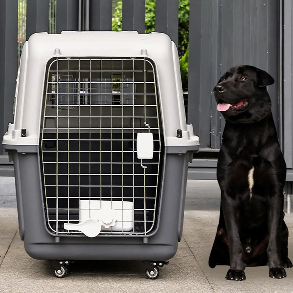 Cats & Rabbit Animal Carrier Travel Cage Box Length 33in/Width 21.6in/Height 25.2in with Handle & Metal Door Pet Carrier & Crate