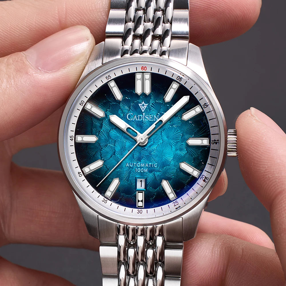 CADISEN NEW Automatic Mechanical Watch Man Silver Business Casual 10ATM Waterproof Japan MIYOTA 8215 Movement Men's Watches