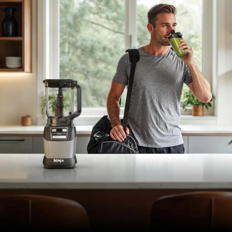 Ninja Blender for Smoothies, Dough & Frozen Drinks,72-oz.* Blender Pitcher,40-oz. Processor Bowl & 18-oz. Single-Serve Cup, Grey