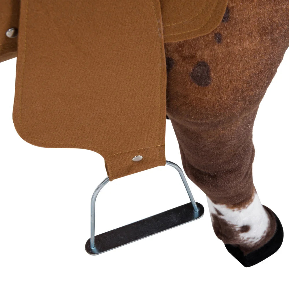 Qaba Sound Stuffed Horse Ride-On for Toddlers3-5: Neigh/Gallop, Padding, Soft Feel, Brown