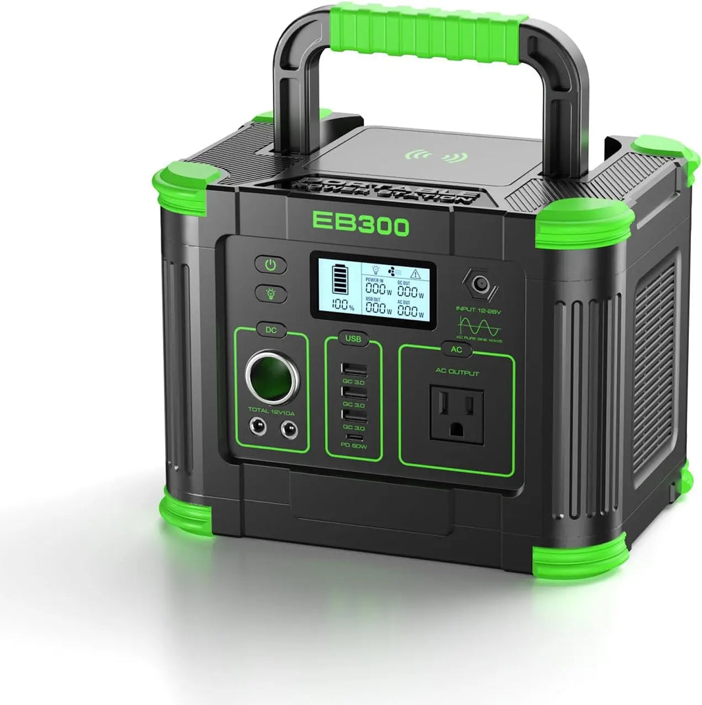 330W Portable Power Station with 288.6Wh Solar Generator, 60W USB-C PD, 110V AC Outlet, Wireless Charging for Camping & Travel