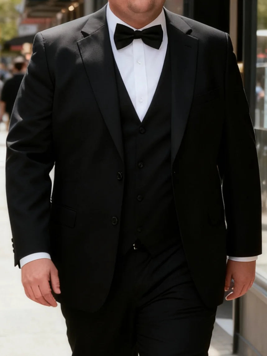 Big & Tall Men's 3-Piece Suit: Jacket+Vest+Pants V-Neck, Gentleman Style, Tailored. For Business, Parties, Weddings.