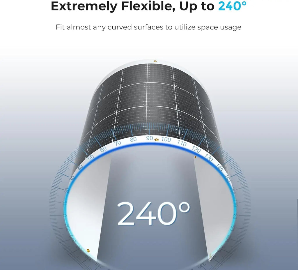 100 Watt 12V Monocrystalline Flexible Solar Panel for RV, Marine, Car, Van & Cabin Off-Grid Charging on Uneven Surfaces