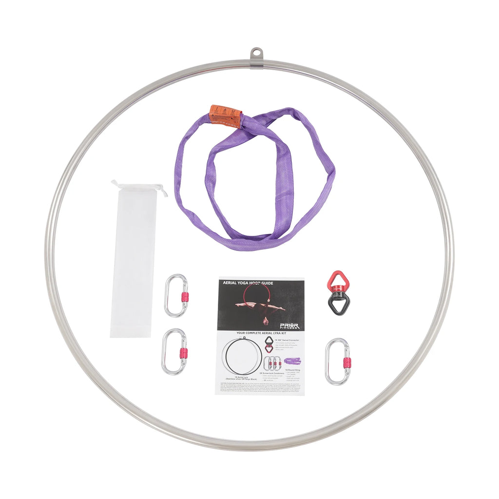 5.3kg Stainless Steel Magnesium Alloy Aerial Hoop Kit 95cm Diameter 2.5cm Tube Diameter 10KN Load Capacity Aerial Yoga Equipment