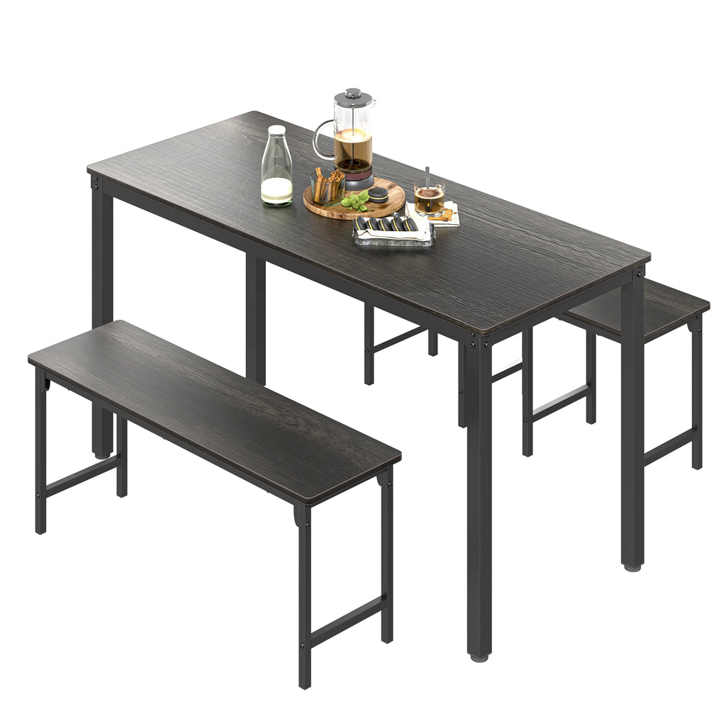 4-Piece Dining Table Set for 4, 55" Kitchen Table with Bench & 2 Stools, 4-Person Space-Saving Dinette for Kitchen, Dining Room