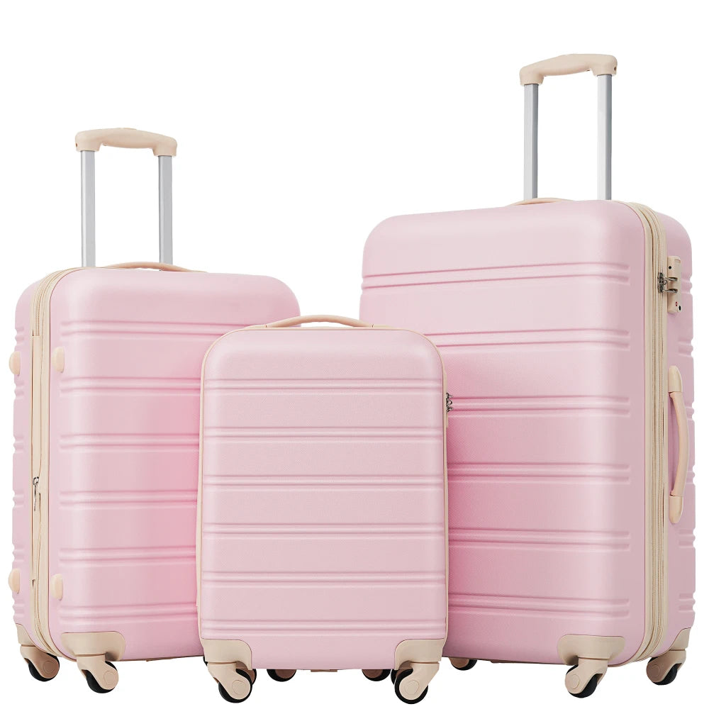 3 Piece Gradient Color Hardshell Luggage Set Expandable with Spinner Wheels TSA Lock Lightweight 20/24/28 Inch