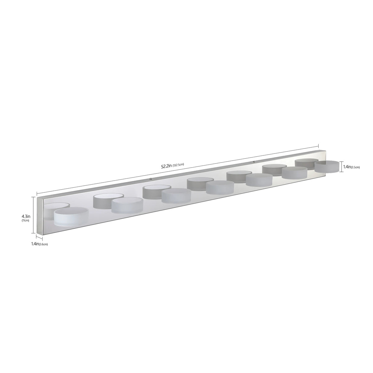 7-light Modern silver LED dressing area lighting fixture with acrylic lampshade - energy-saving bathroom wall light with adjusta