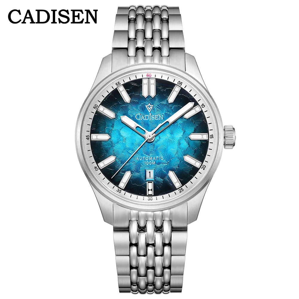CADISEN NEW Automatic Mechanical Watch Man Silver Business Casual 10ATM Waterproof Japan MIYOTA 8215 Movement Men's Watches