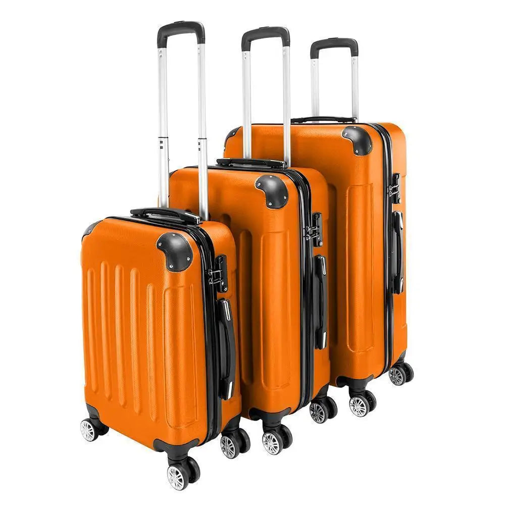 3pcs Luggage Coded Lock Travel Set Bag ABS Trolley Suitcase Deep Organization