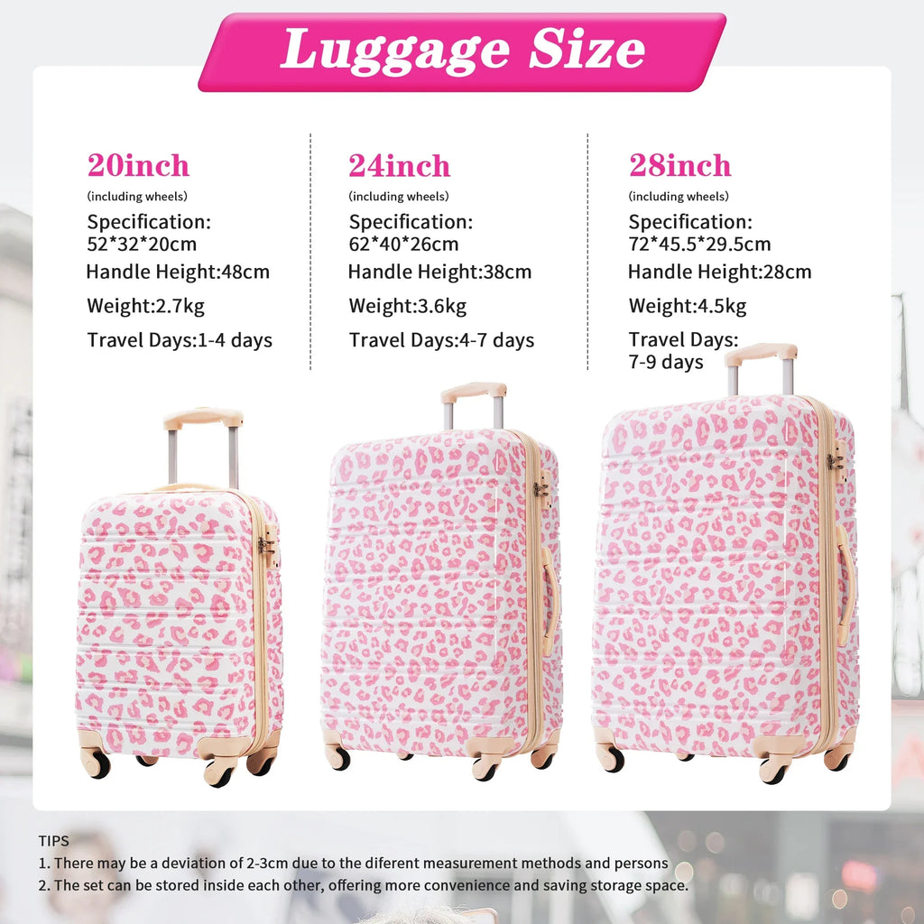 Hardshell Luggage Sets 3 pcs Spinner Suitcase with TSA Lock Lightweight-20"+24"+28" Luggages    carry on luggage