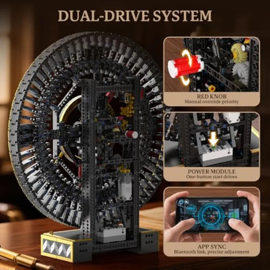 Grand Clock Building Set - 3675+ PCS Motorized DIY Clock Model with Mechanical Gears, Control & Real-Time Display, Advanced Engi
